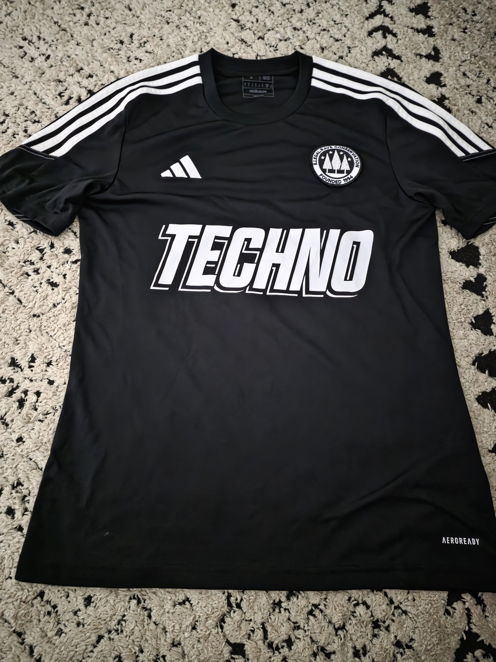 adidas Black and White 'TECHNO' Soccer Tee